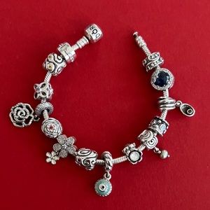Pandora authentic bracelet set - 7.5” with 14 beautiful charms